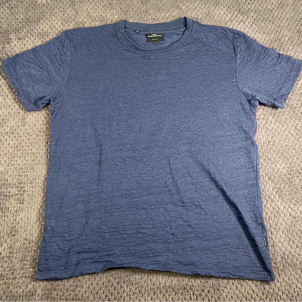Rodd & Gunn Men's‎ Leith Valley Sports Fit T-Shirt Size 3XL Blue Textured Basic